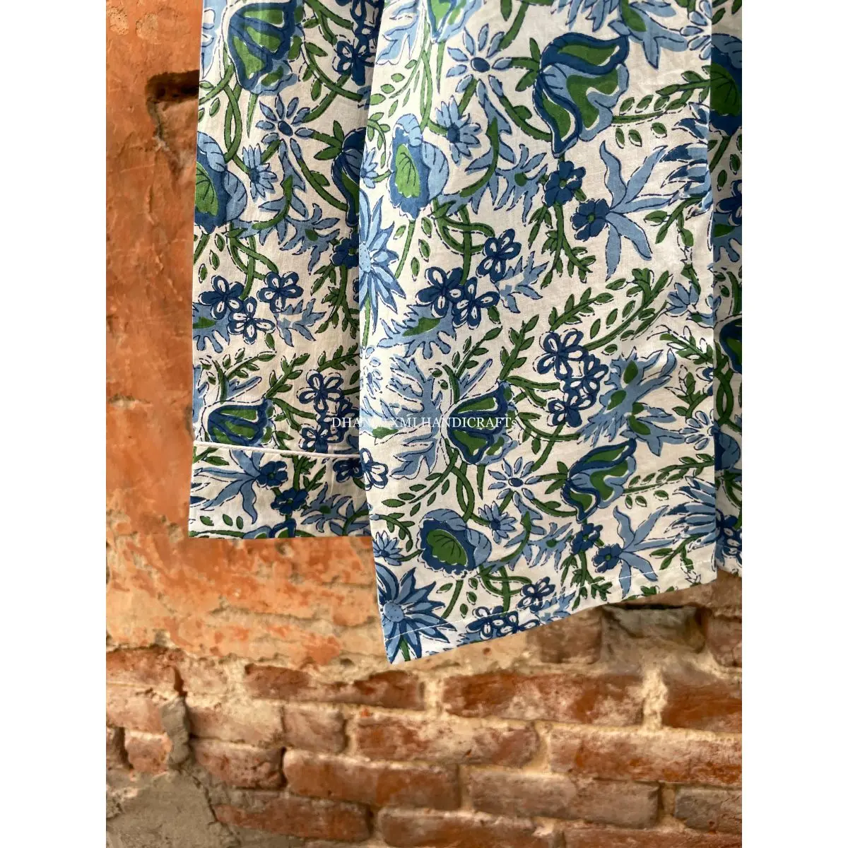 White Organic Indian Night Wear Night Suit Floral Print 100% Cotton Pyjama Set Wholesale Sleepwear Cotton Shirt Trouser