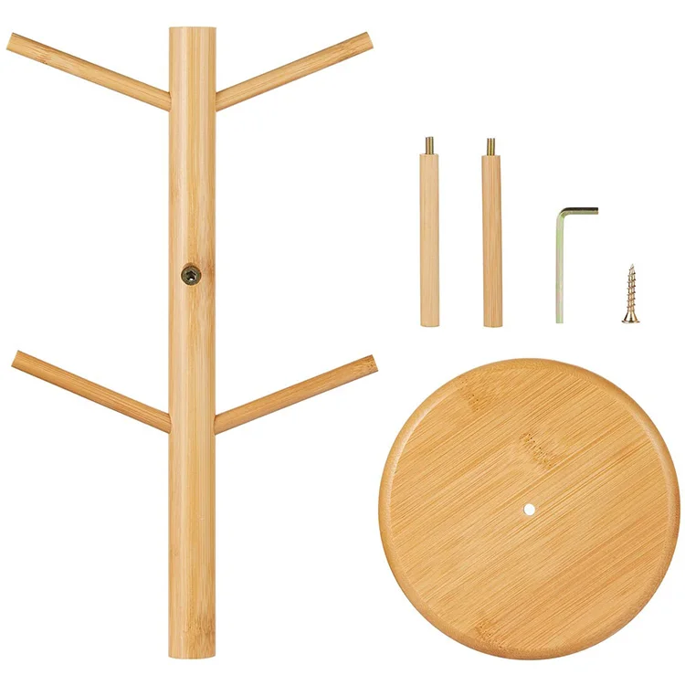 Home Kitchen Countertop Bamboo Coffee Bar Organizer Stand Tea Cup Rack Bracelet Holder Wooden Coffee Mug Tree