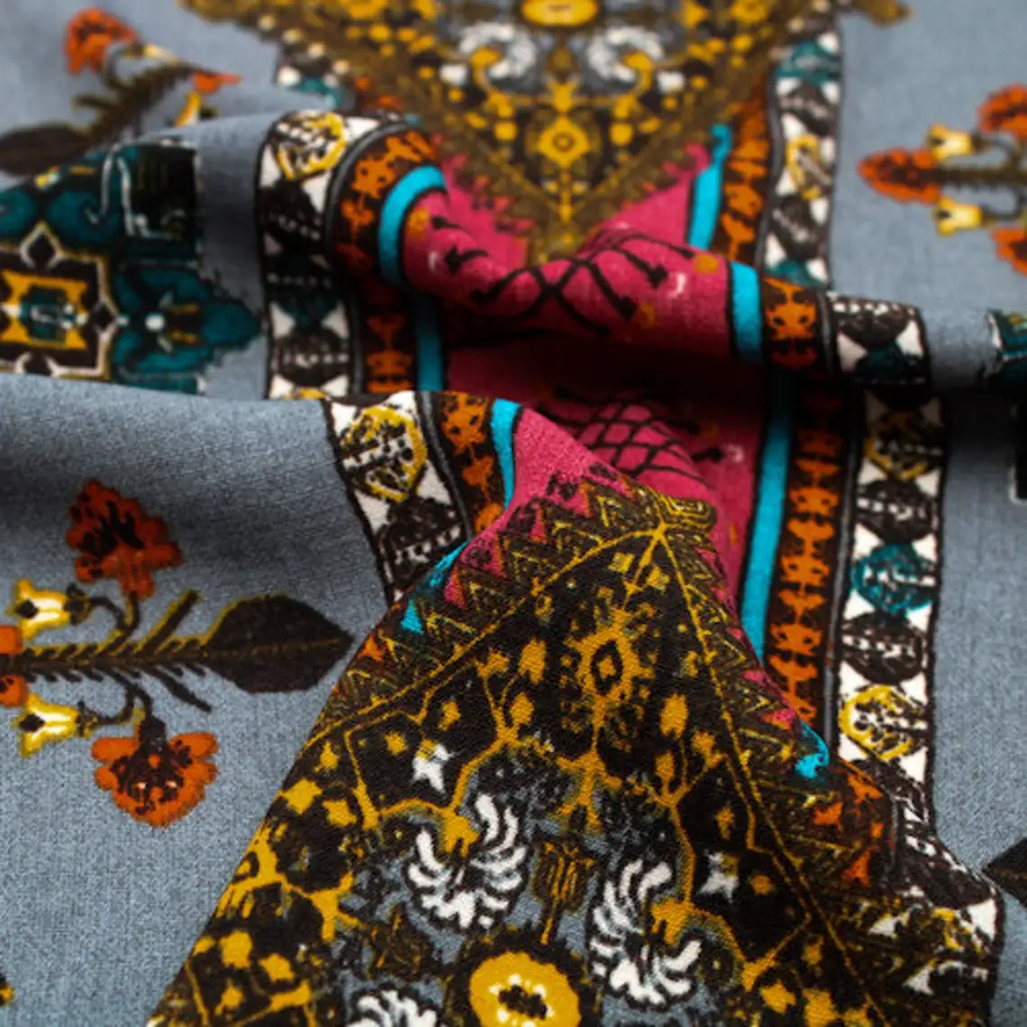 Чирок Индиго ржавчины в этническом стиле с принтом на сплетенная ткань для оптовой продажи-стиль P-1345-688