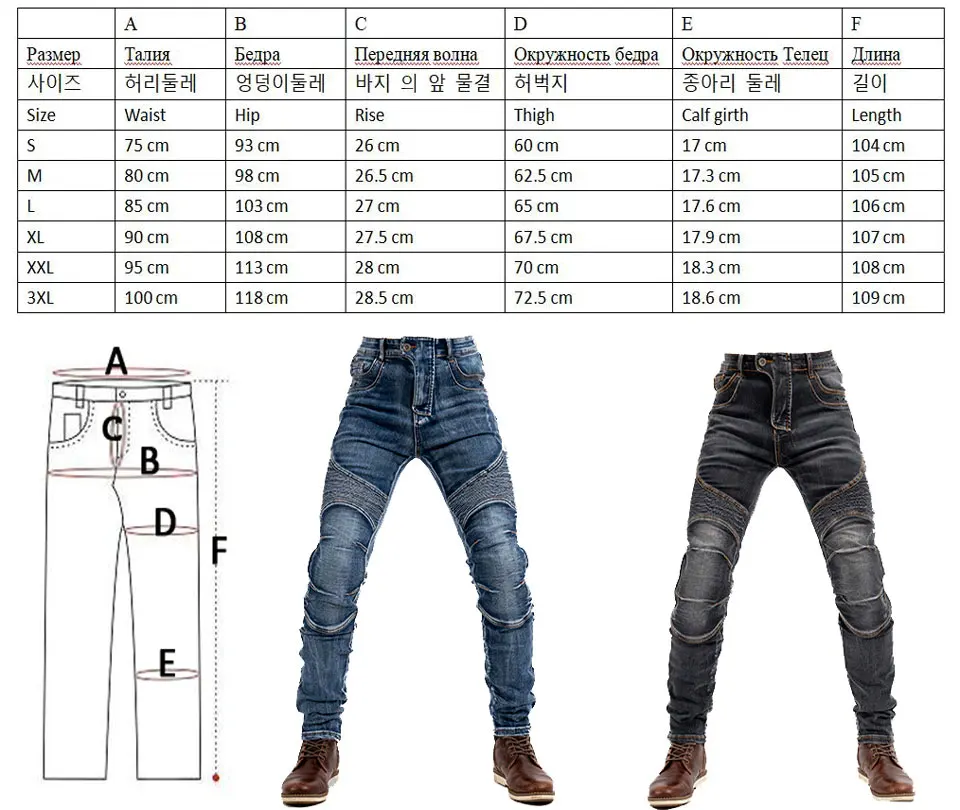 Crease style motorbike reinforced  jeans for men Ribbed lining jeans for Prime Protection