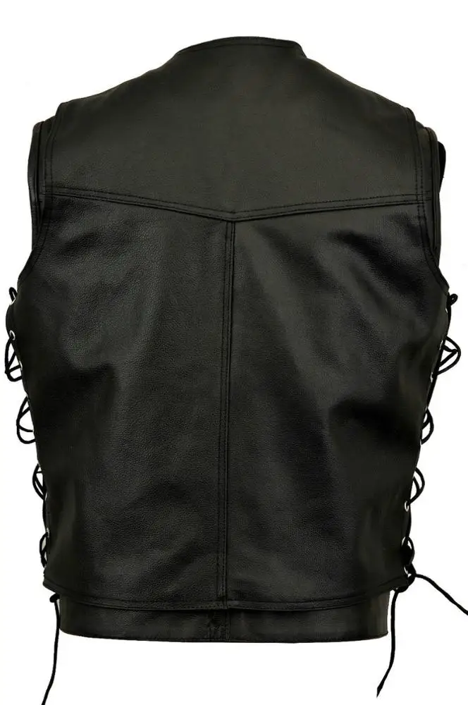 High Quality Black Motorcycle Real Leather Waist Coat Unisex Puffer Vest for Racing and Biking Teams Fashionable and Stylish