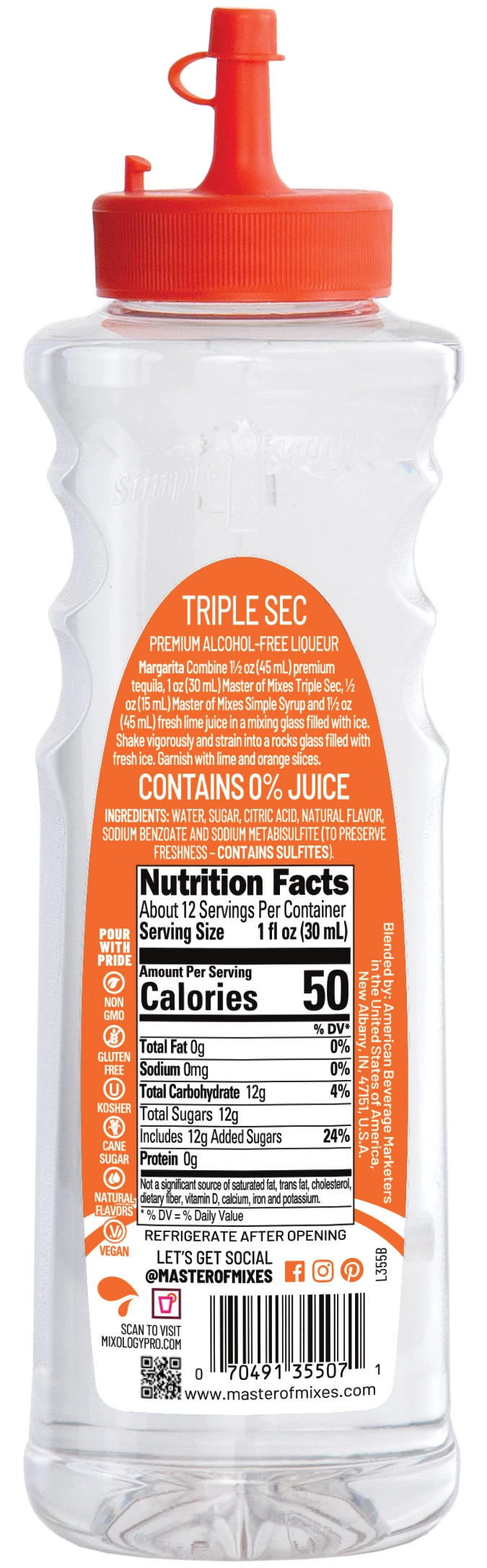  Коктейльные принадлежности Triple Sec - 375 мл готовый к использованию безспиртовой коктейльный ингредиент