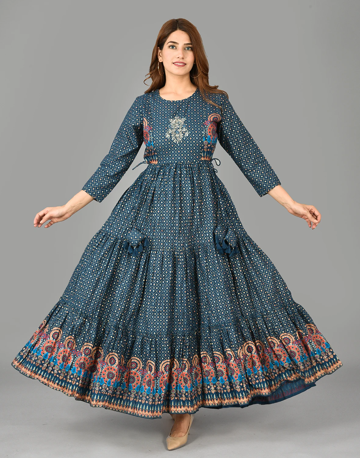 Cotton New Design Floral Print Anarkali Dress  Rayon Women Kurtis Ethnic Office Wear Dress Kurtis