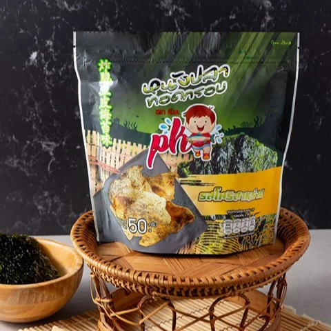 Thailand Premium Snack Seafood Crispy Chips Blended Nori Fried Fish Skin Seaweed Flavor by P.K. Brand