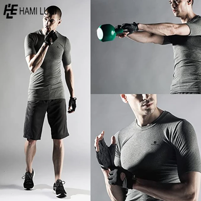 Customized Men Half-Finger Anti-slip Fitness Gym Gloves  Weight Lifting Exercise Gloves