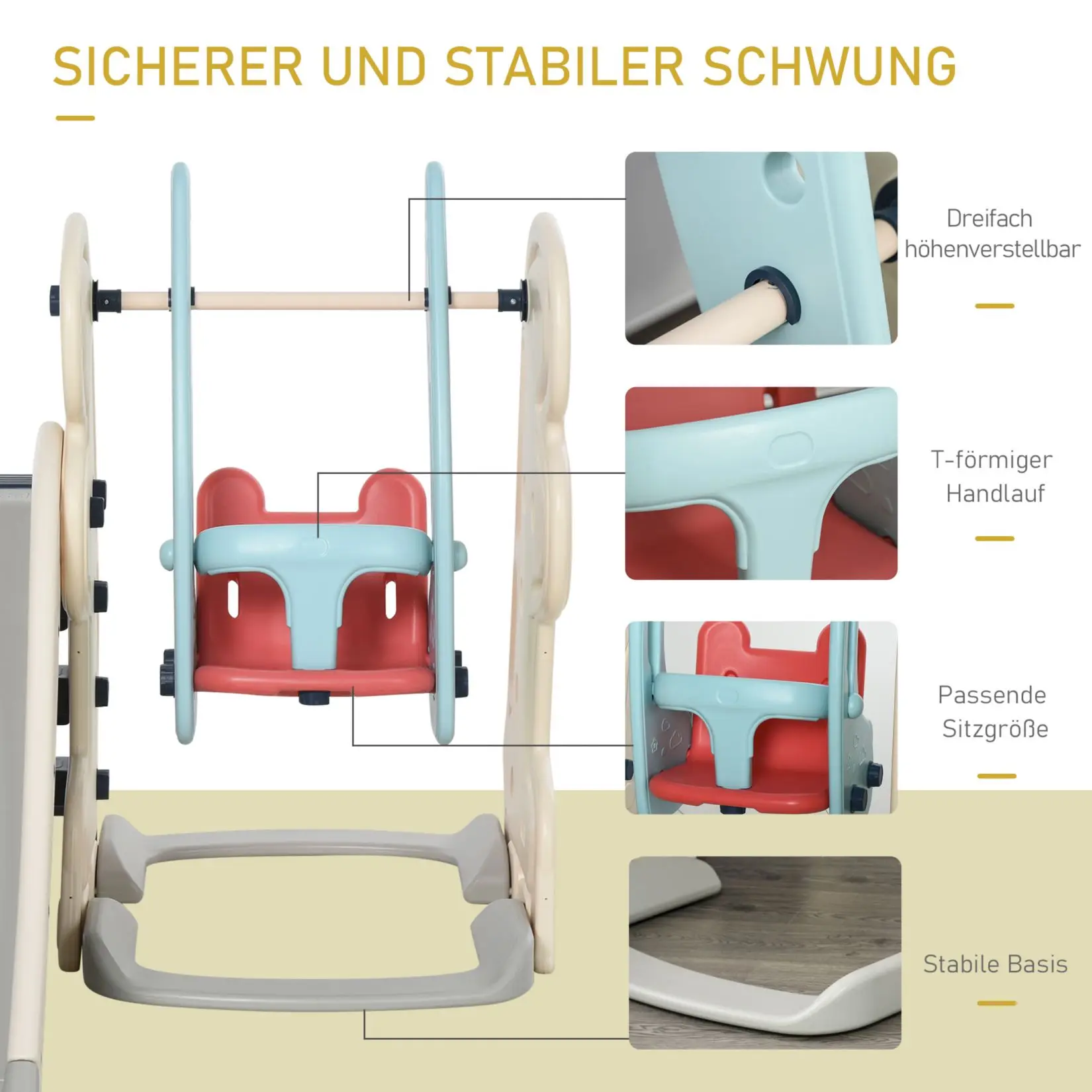 Wholesale Cute Design Hot Sale 3In1 Playground Set Slide Swing Outdoor Children Swing And Slide Set Plastic