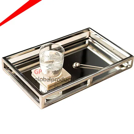 premium stainless steel tray with half round handles rectangular shape for kitchen hotels restaurants
