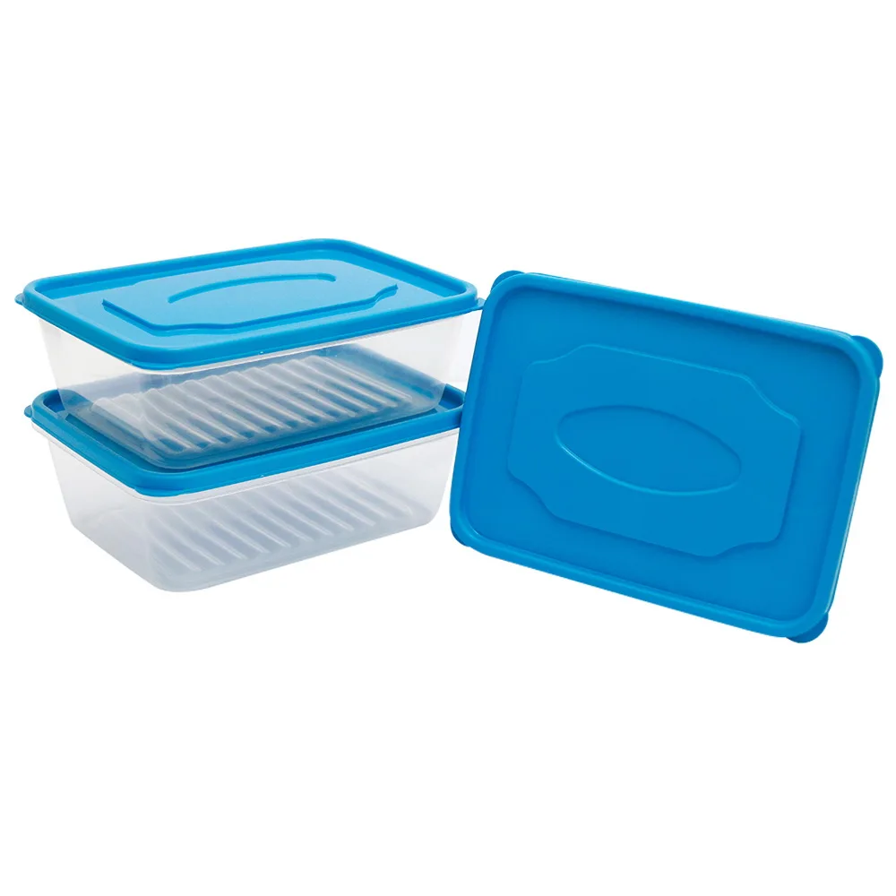 Food Storage FOOD BOX 1500 ML VICTORY Clear Blue Food Container 216 x 156 x  70 mm