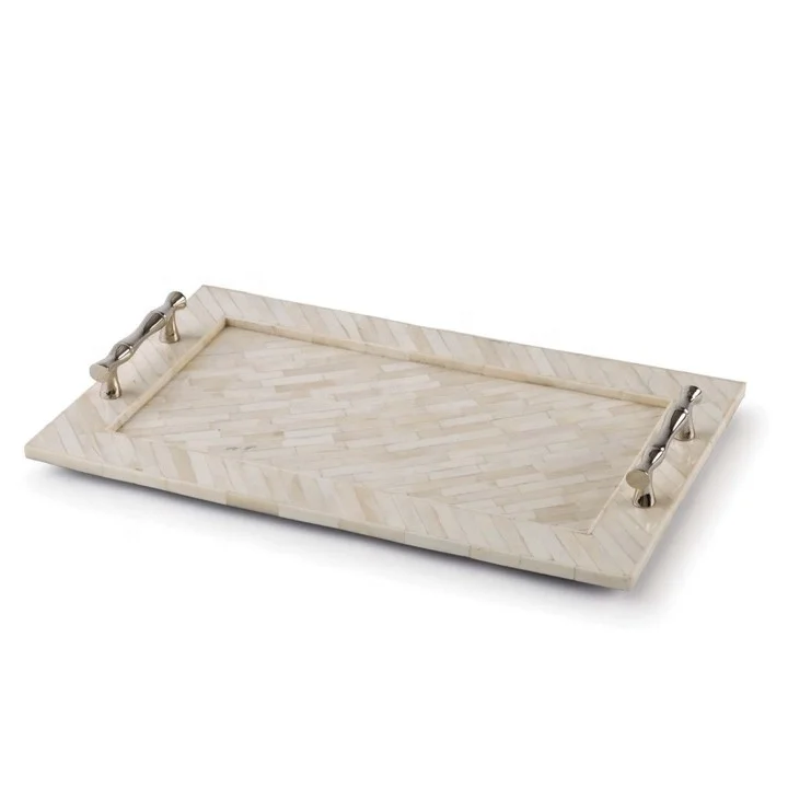 Stylish Bone Servings Tray Bone inlay serving tray made with natural bone high quality at very cheap prices.