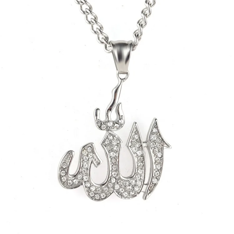 Исламская религиозная бижутерия на заказ арабское мусульманское украшение ожерелье Коран Аллах Золотая инкрустированная Бриллиантовая подвеска