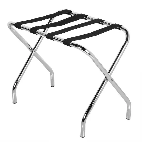 Retro Vintage Baggage Hotel Bedroom Furniture Suitcase Stand Rack Heavy Duty Holder Folding Luggage Rack in Iron Black Finishing