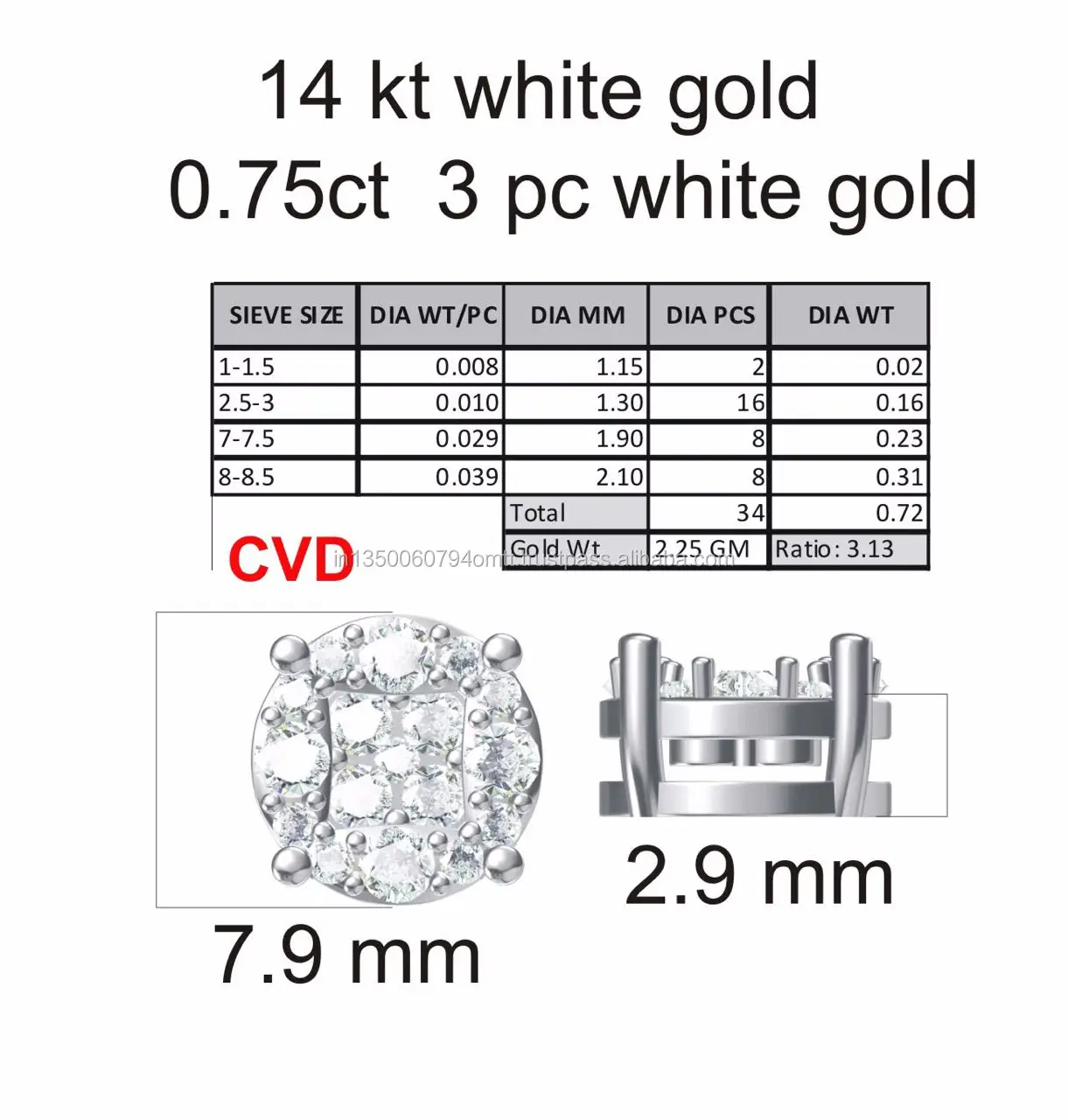 
Beautiful design 1.00ct. 3 gram 14kt yellow gold natural diamond custom earrings/ designer earrings 