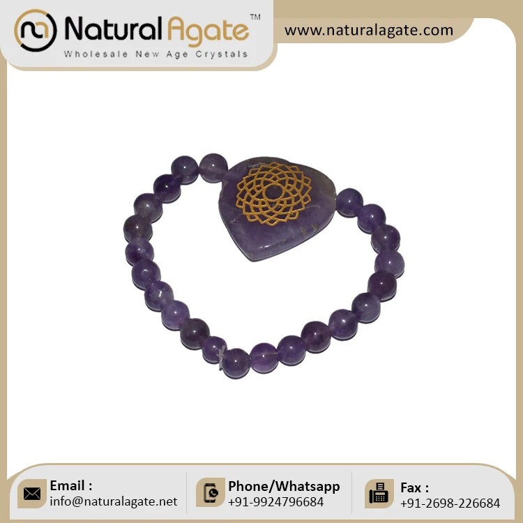 Newly Arrival Crown Chakra Symbol Engraved Heart Shape Bracelets For Sale At The Wholesale Supplier