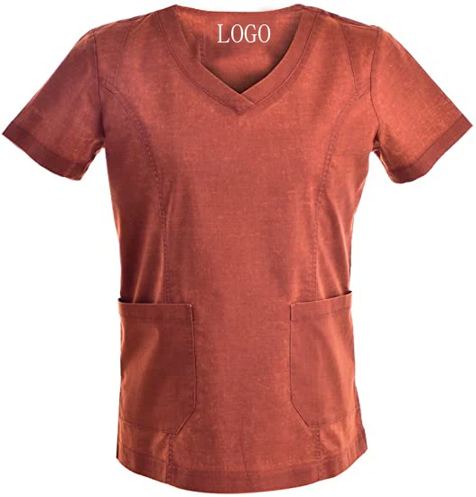 Medical Scrubs Doctor Hospital Uniforms Women Stretch V Neck Set Fashion Nurse Uniform Style 9 Pockets Workwear Top and Pant