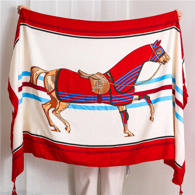 
2021 New Style Custom Cute Women Oversize Horse Printed Scarf 