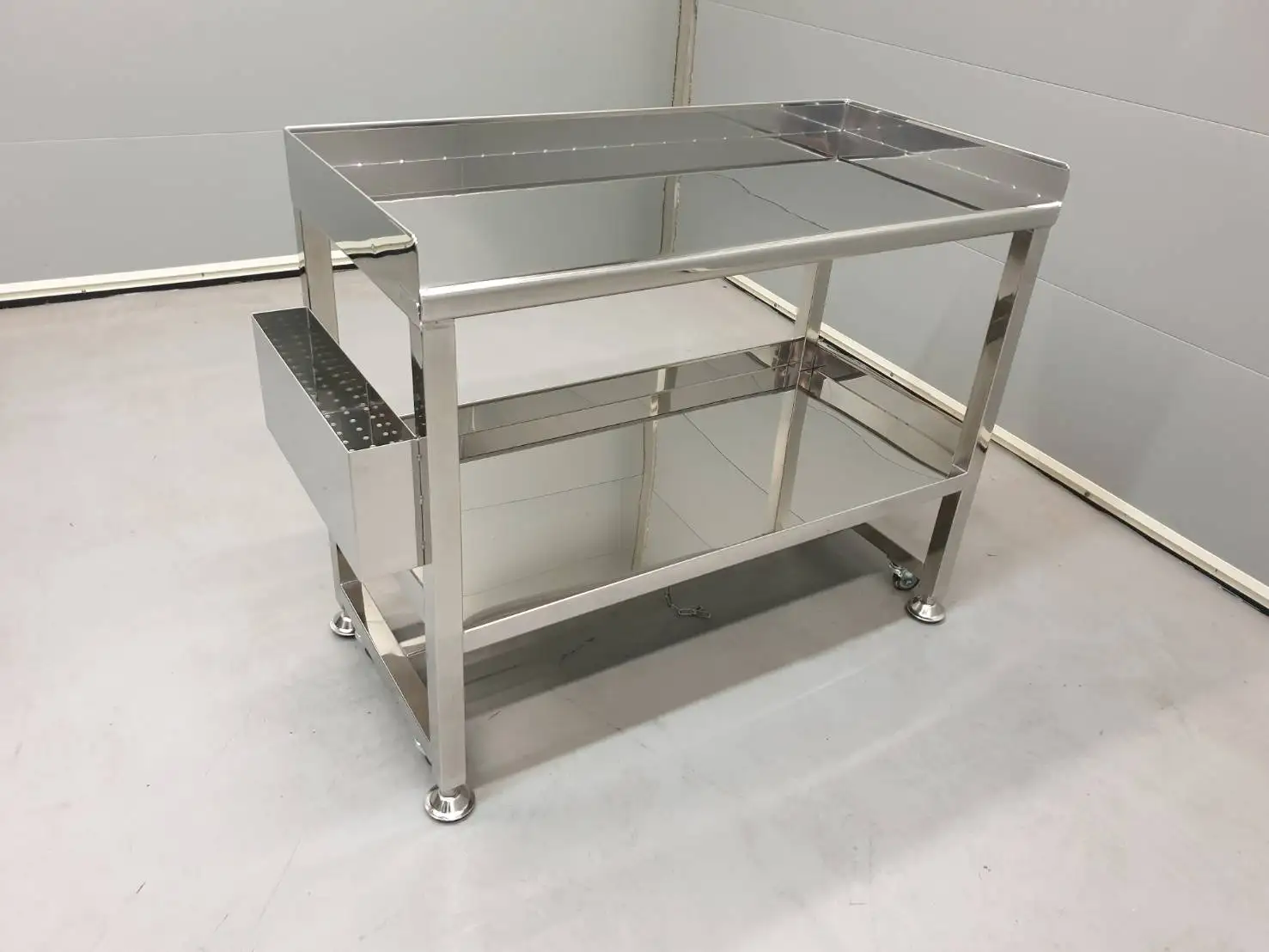 Stainless Steel Working Table with Shelves and Wheels