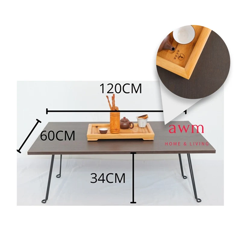 Новый многофункциональный портативный Темный ореховый цвет Полностью Собранный стол в японском стиле со складными ножками для поддержки ноутбука