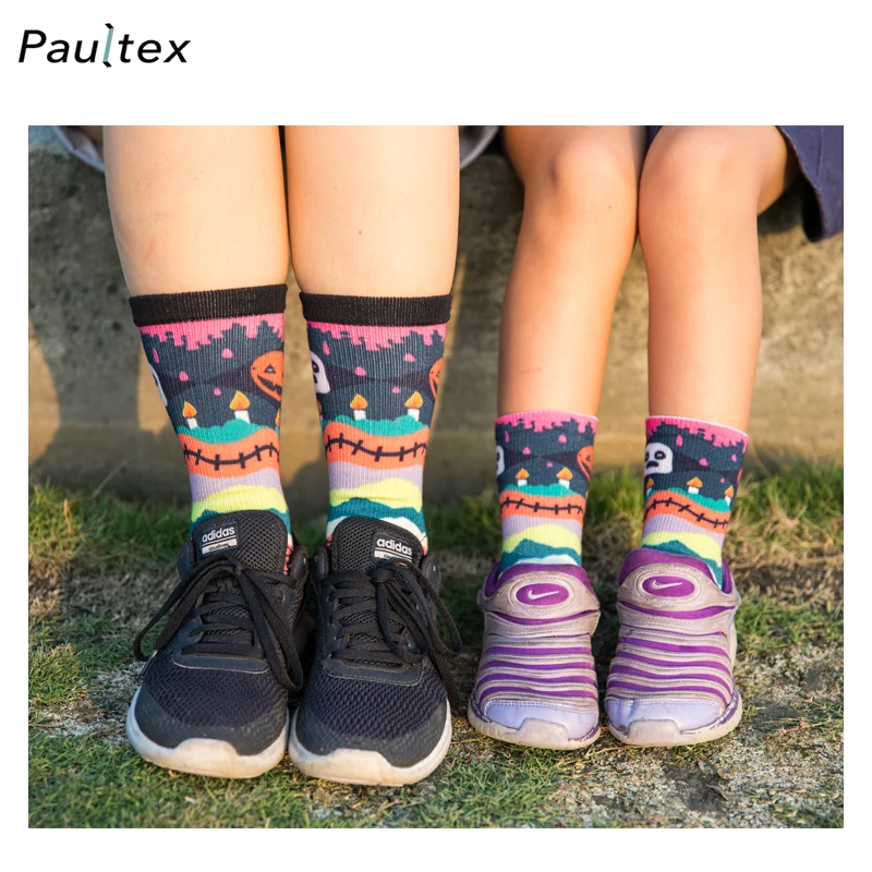 OEM Halloween Pumpkin Colorful Fun Happy Socks for Kids