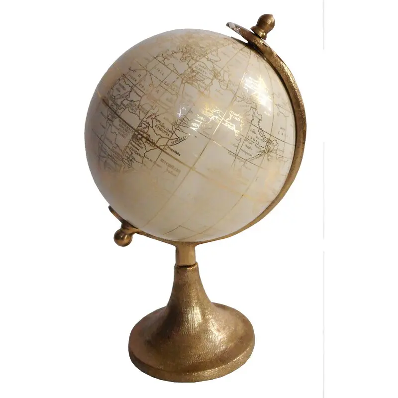 Brown Marble and Metal Traditional Globe