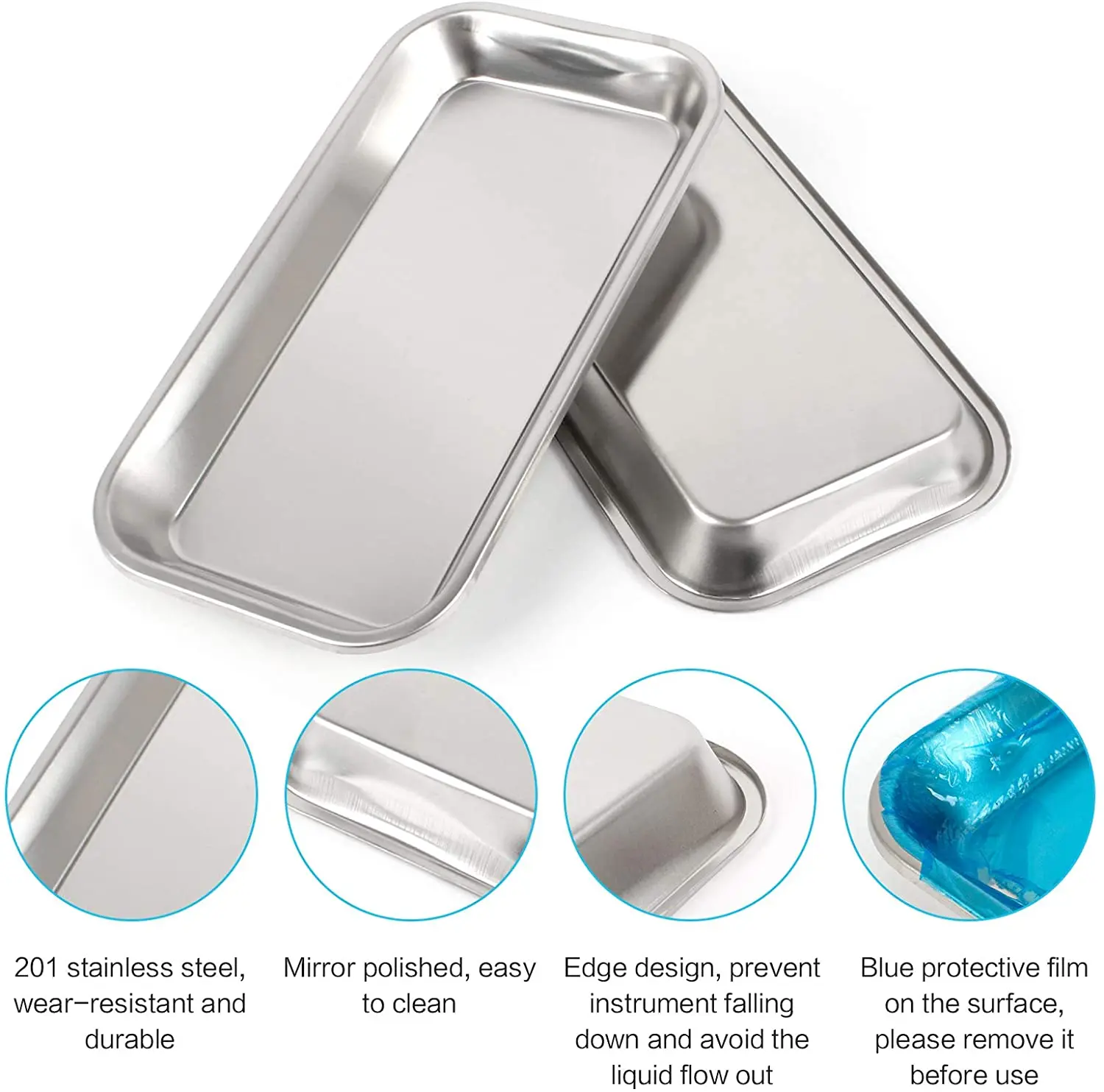 Поднос из нержавеющей стали для медицинских инструментов полезный инструмент клиники лабораторный поднос стоматологических 3 упаковки x 12 см