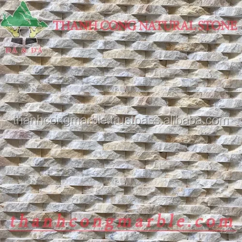 Viet Nam Company Offers Yellow Gold Line Combed Stone Cheap Price Natural Marble Outdoor Tile Dolomite Split Surface Finishing