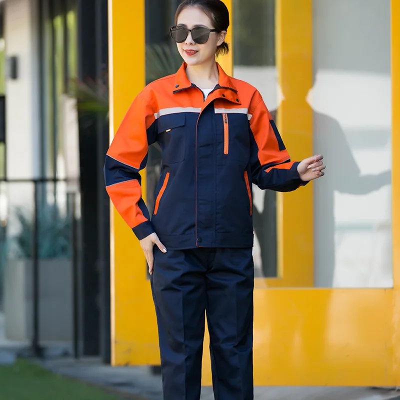 Рабочая одежда, мужской костюм с длинным рукавом на осень и зиму, износостойкая Светоотражающая полоса, рабочая одежда для рабочего цеха