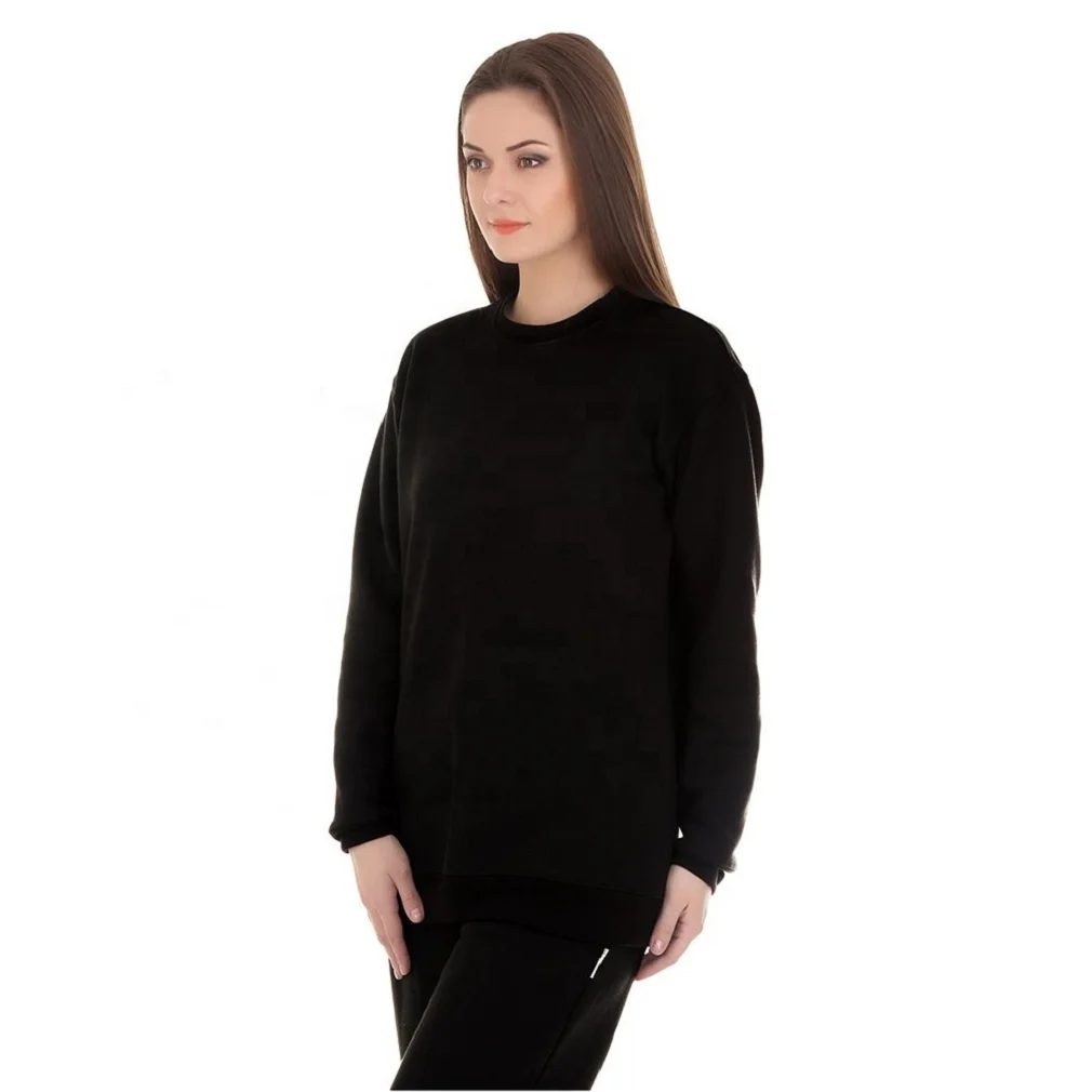 High quality set crew neck women winter crop long sleeve sweatshirt custom brand logo and design women round neck sweatshirt