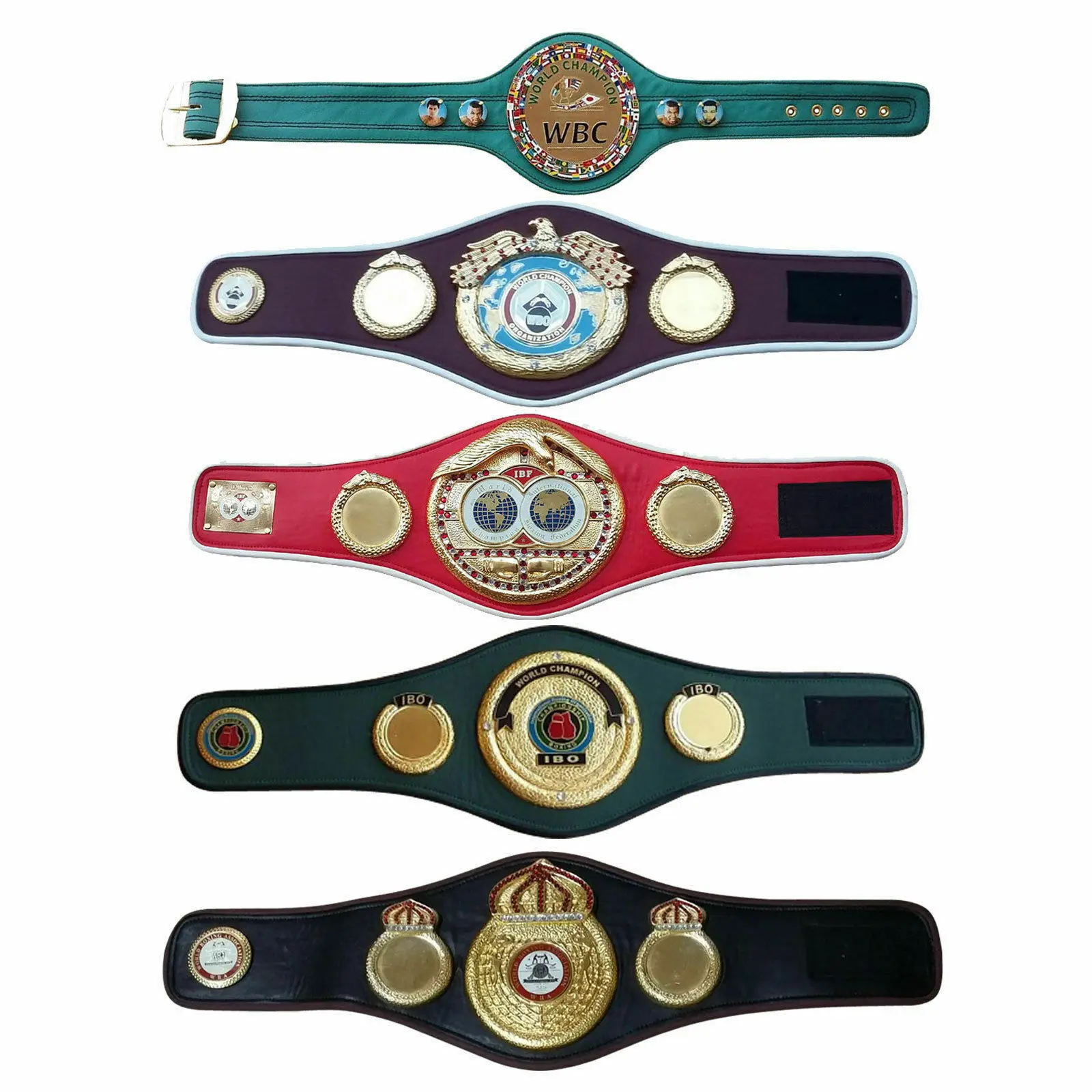 IBO IBF WBA WBC WBO Adult Boxing Title Belts Set of 5 MINI Belts
