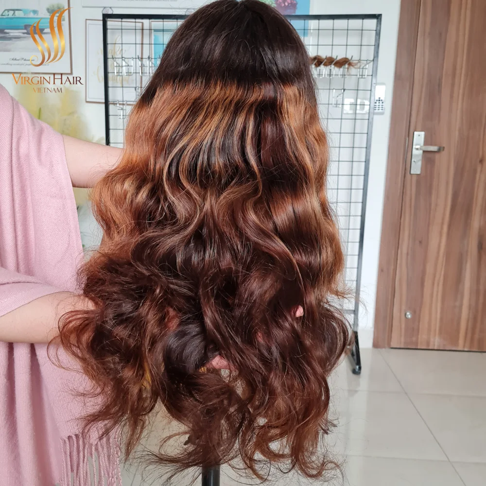 Top Vendors 100% Unprocessed Virgin Human Ombre Color Body Wave Wig Hair Extension In Vietnam Swiss Lace Front