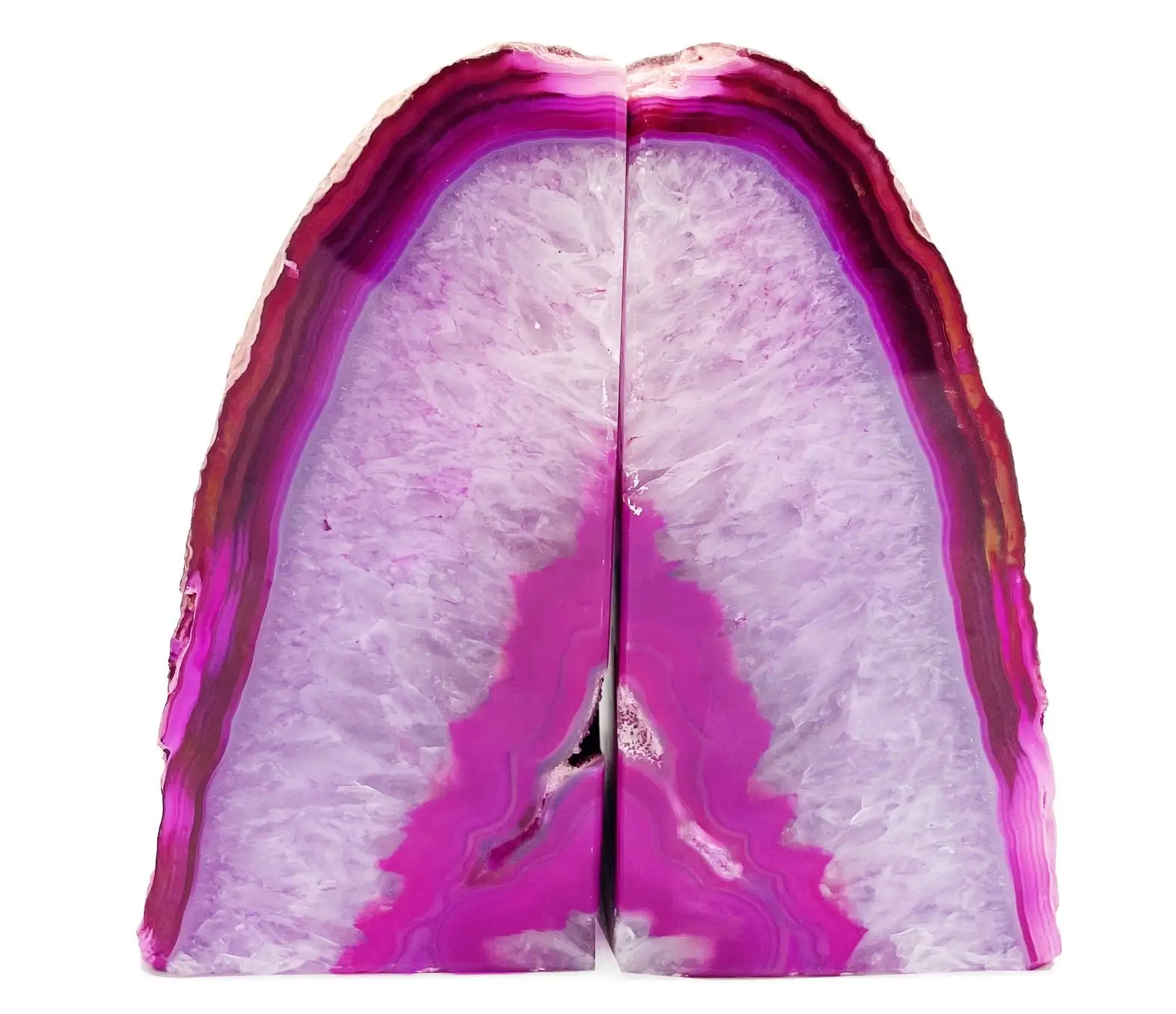 HOME DECOR PINK AGATE GEODE BOOKEND / PINK QUARTZ BOOKEND PAIRS / BEAUTIFUL CRYSTAL BOOKENDS SETS GEODE BOOKEND AGATE BOOKSTANDS