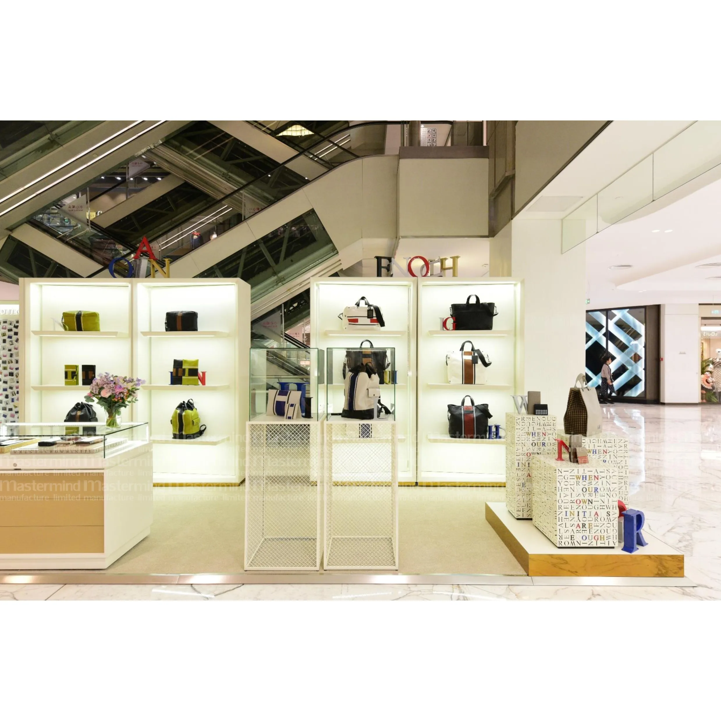 Elegant MDF Wooden Display Cabinet Bookcase Furniture Racks Stand with LED Light for Home Decor Living Room Bedroom