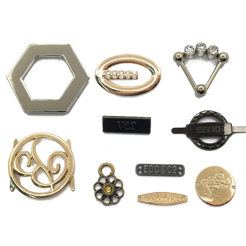 Handbags Engrave Round Band Brush Antique Brand Name Custom Metal Label Logo Plate For Bags