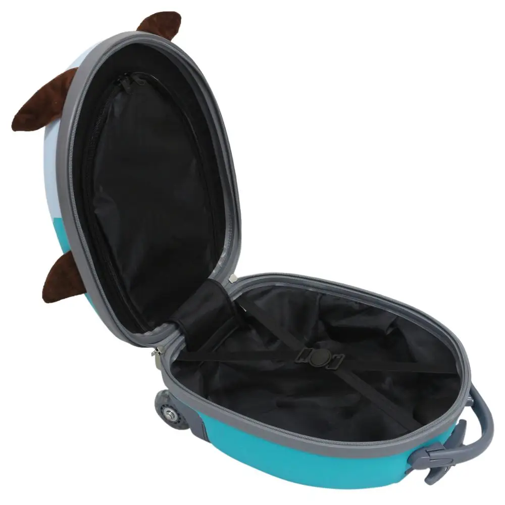 Cute Kids Blue Owl Cartoon Animal Trolley Luggage Bag Carry On Suitcase with Wheels for International Travel