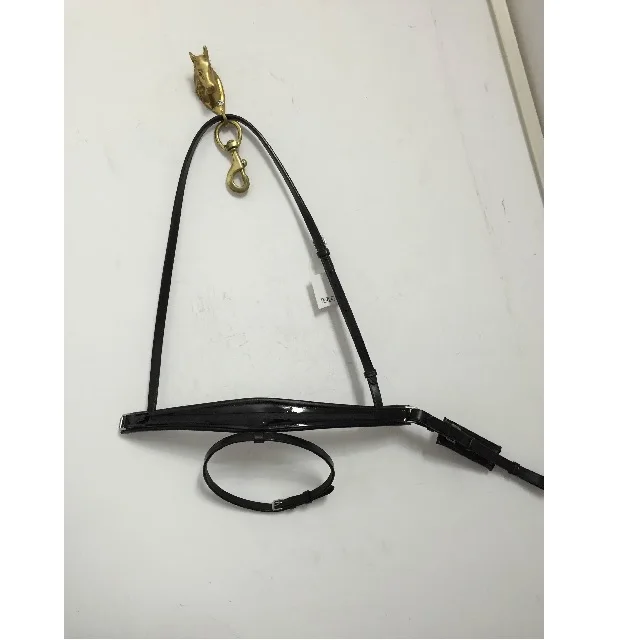 LUXURY FASHIONABLE HORSE EMPTY CHANNEL CONIC NOSE BAND WITH PATIENT LEATHER ON AND SWEDISH CLOSURE