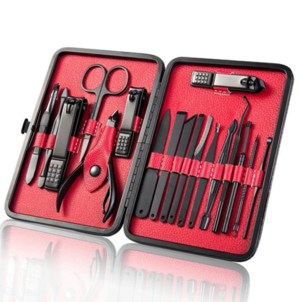  Оптовая цена популярные Стильные инструменты черные наборы для маникюра и педикюра