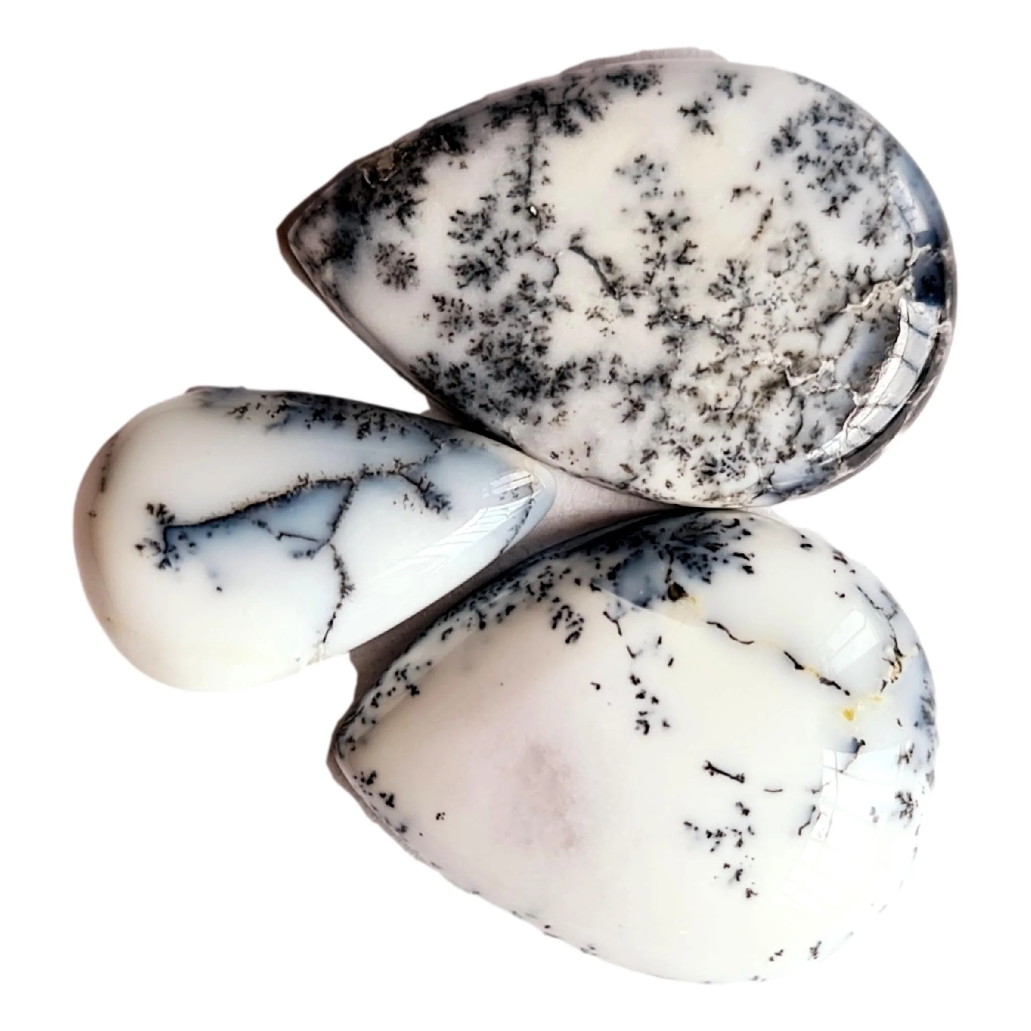 Dendritic Agate loose gemstone cabochons cut in all shapes and sizes on custom order in wholesale prices.