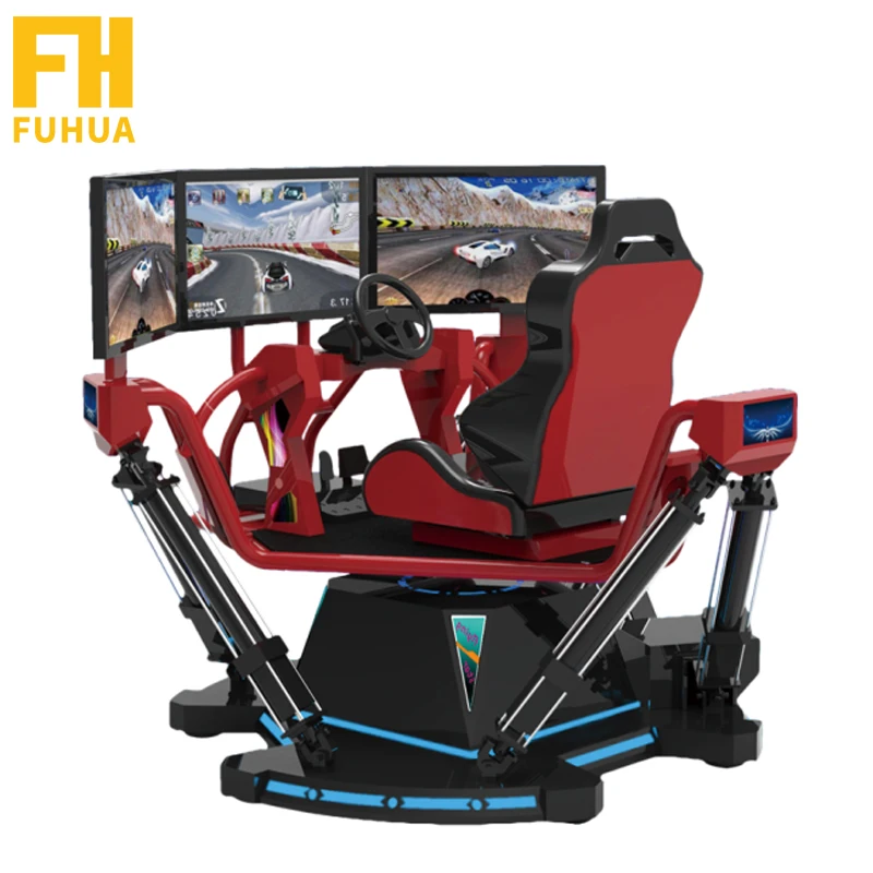 High Speed VR Car Driving Simulator Vritual Reality Amusement Park  6 Dof 3 Screen 4D Car Racing Simulator