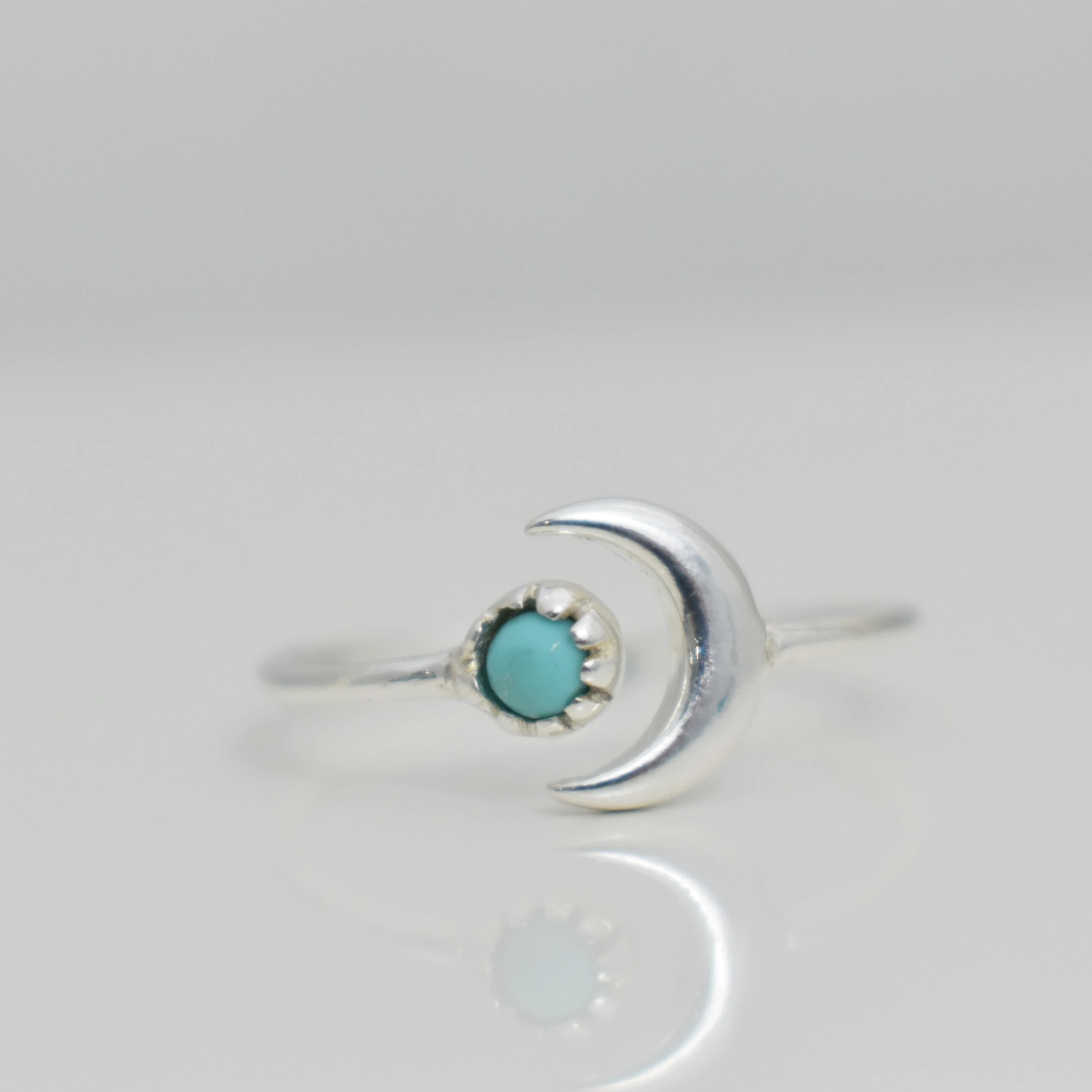Silver Moon Stone | Fancy Silver Ring Turquoise Trendy with Natural CLASSIC Blue 925 Sterling Silver Gemstone Rings