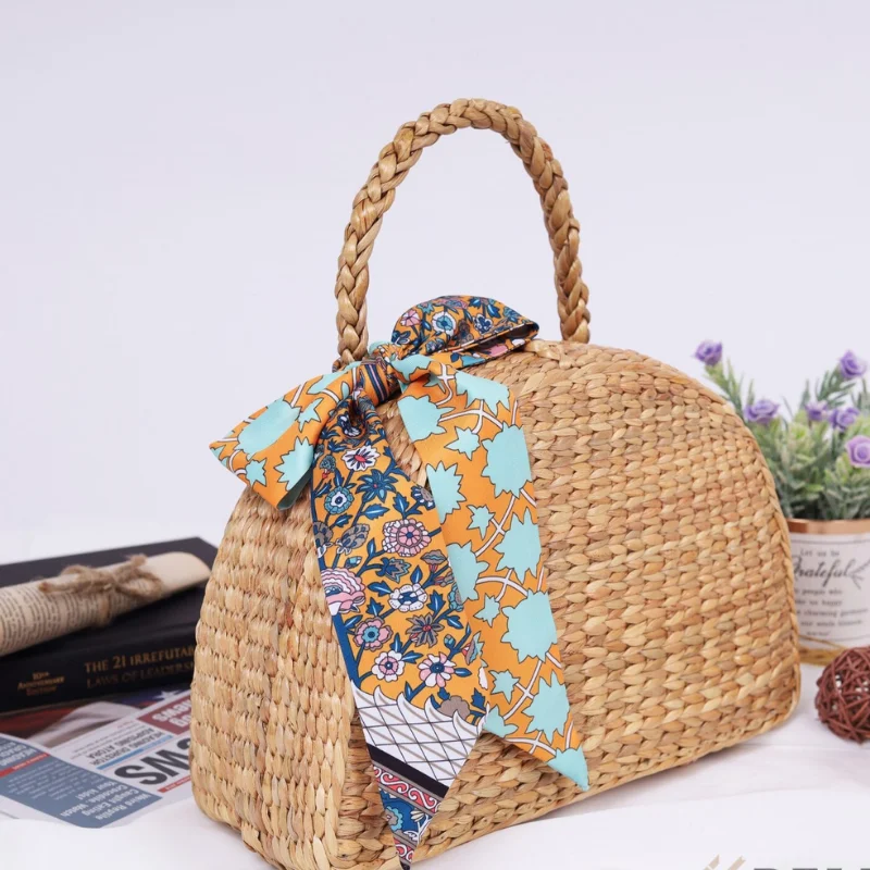 New Arrival 2022 Semicircle Women Purses Bags Handbags Wicker rattan bag rattan round bag wholesale