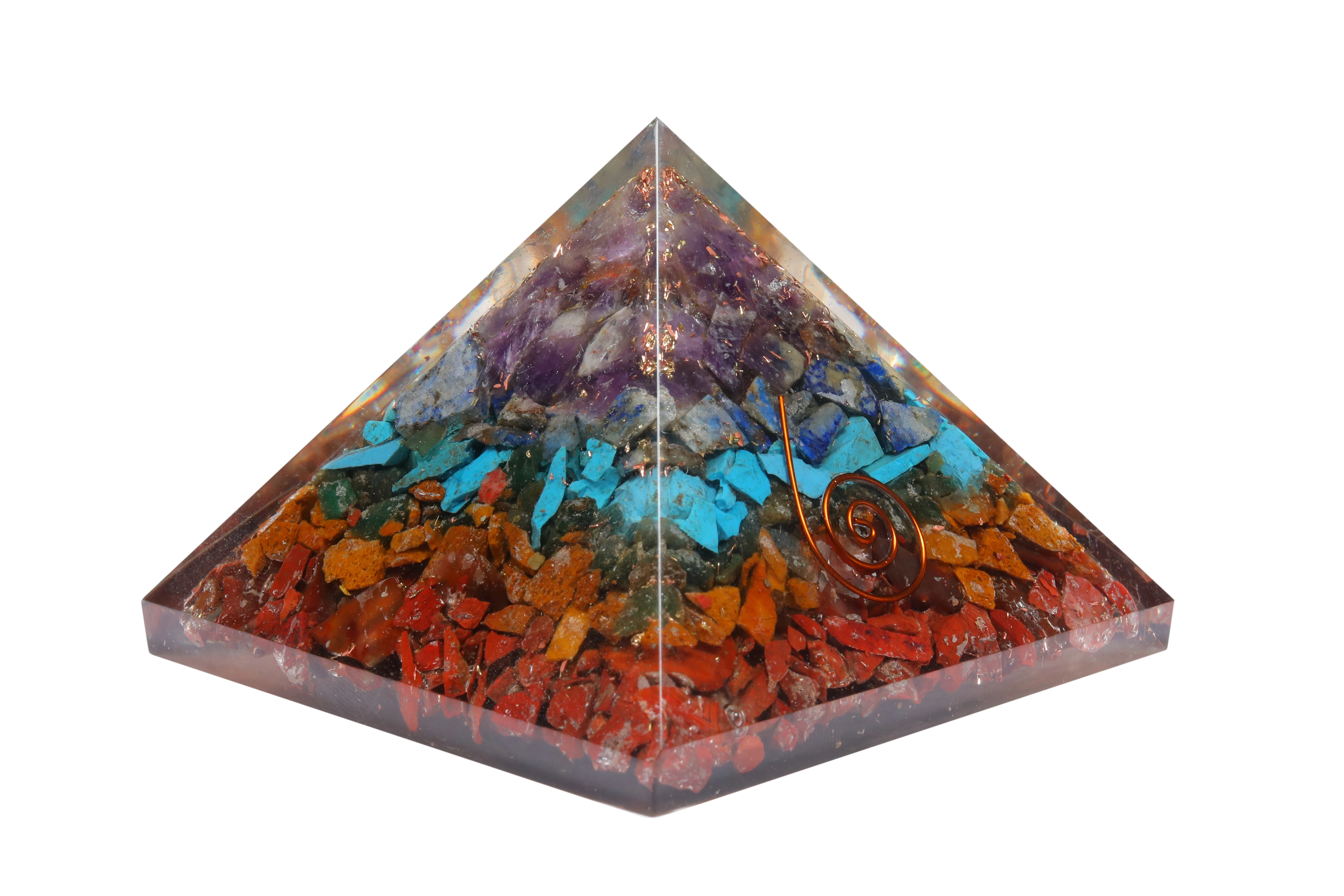 
7 CHAKRA ORGONITE PYRAMID | ORGONE PYRAMID WITH OM SYMBOL BY KRYSTALPALACE 
