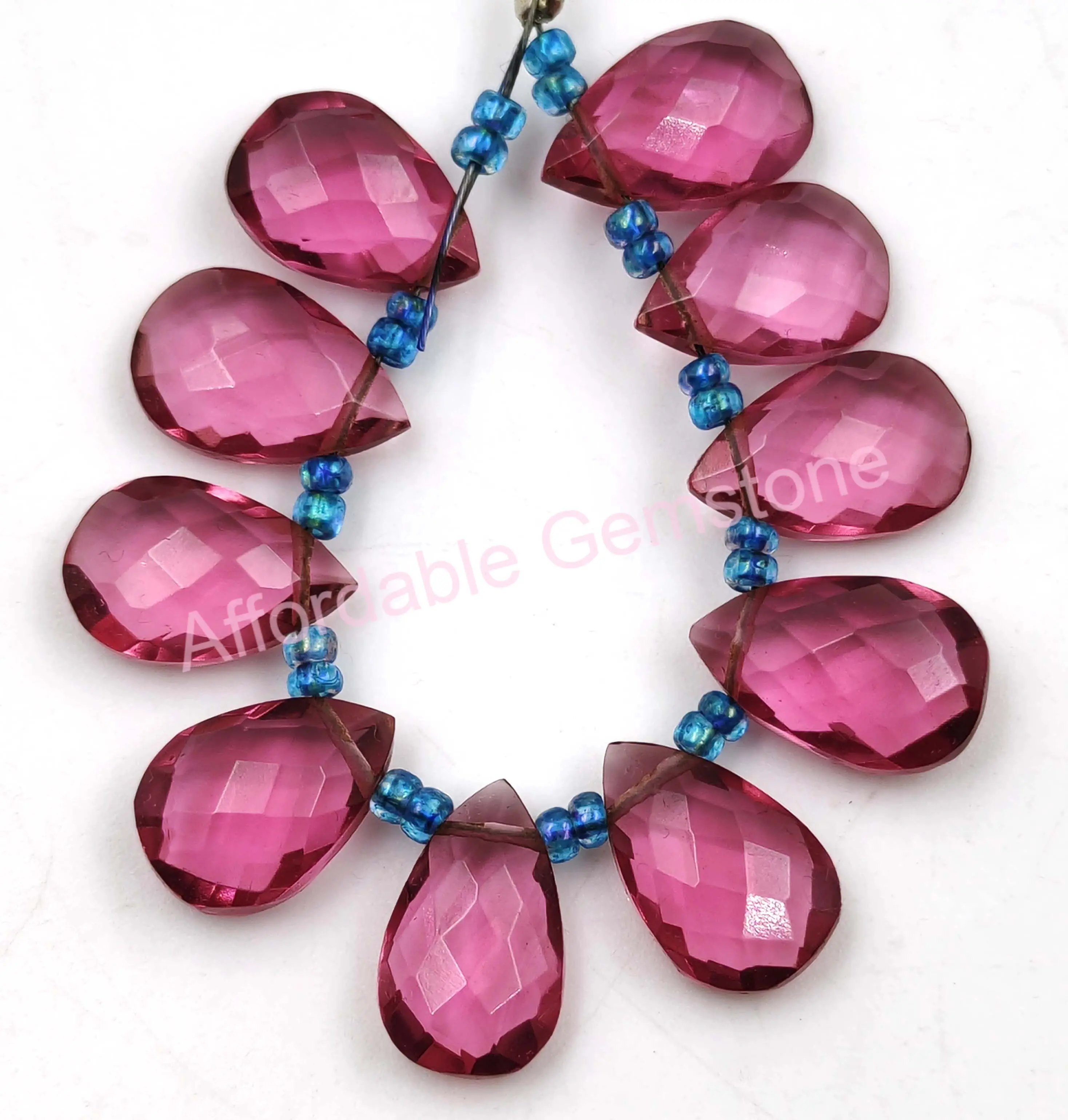 Ruby lite quartz polished gemstone faceted beads handmade beads delicate jewelry pear shape stone jewelry making stones
