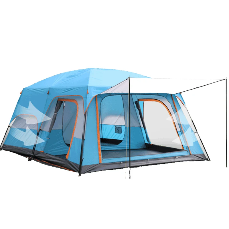 Family Friends Outdoor Big Camping Tents 8-12 Persons Large Space Double Layers 2 Rooms 1 Living Room Waterproof Camping Tent
