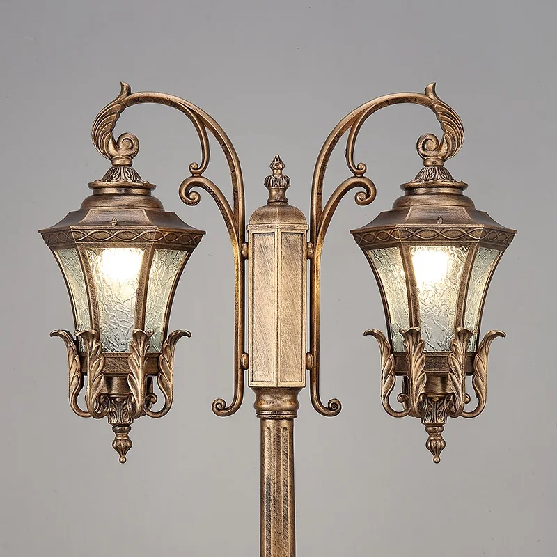 Hepu Decorative Antique Matched Aluminum Classic European style lamp pole pathway landscape outdoor garden lights