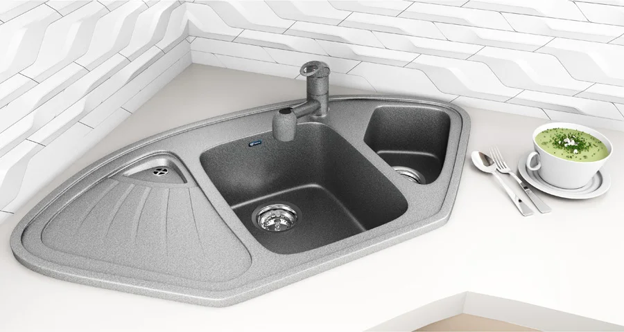 ULGRAN U-206 Reversible, Composite Artificial Durable Good Quality Granite Kitchen Sink Single Bowl Inset Sinks 450 Modern 15,1