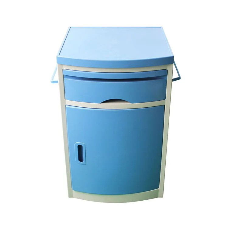 Hospital Movable Plastic Medical Bed Cabinet Locker Bedside Table With Wheels