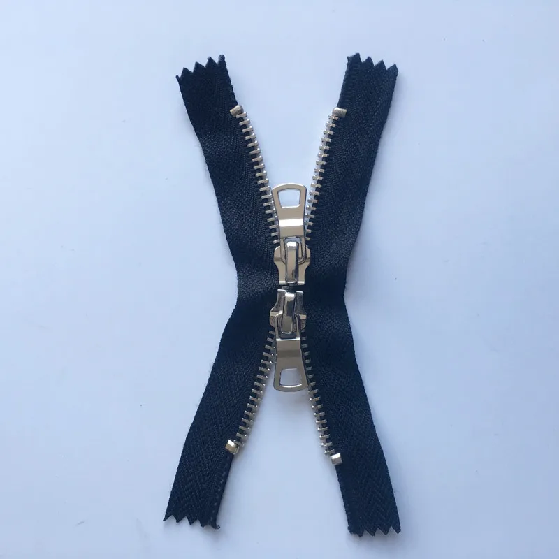 
High quality metal plated brass nickel double slider close end X shape zipper 