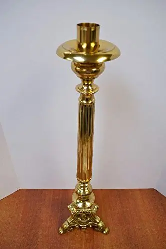 Golden Finishing Handmade Decorative Candelabra Candle Holder Stand Wedding Party Decor Alter Brass Metal Church Candle Holder