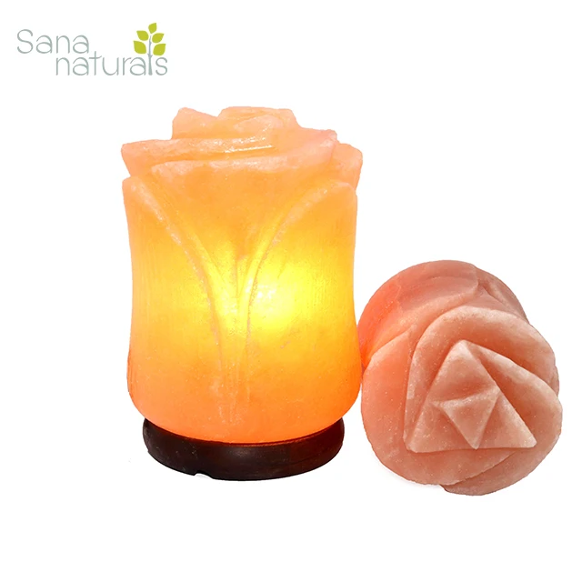 Розовая Гималайская солевая лампа в форме тюльпана