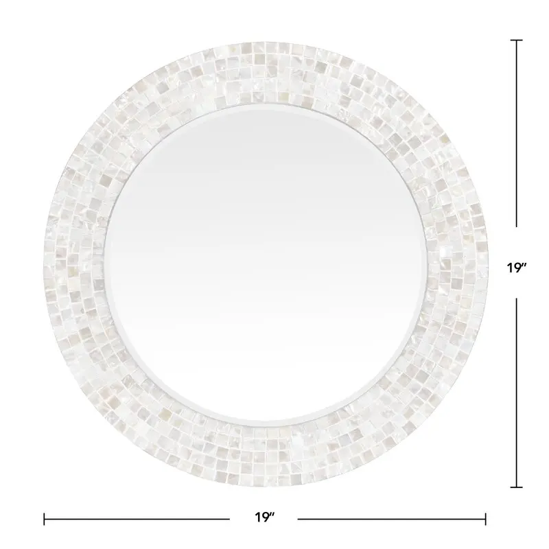 Luxury mother of pearl mirrors round mirror frame with white ground wall mirror decoration made in Vietnam