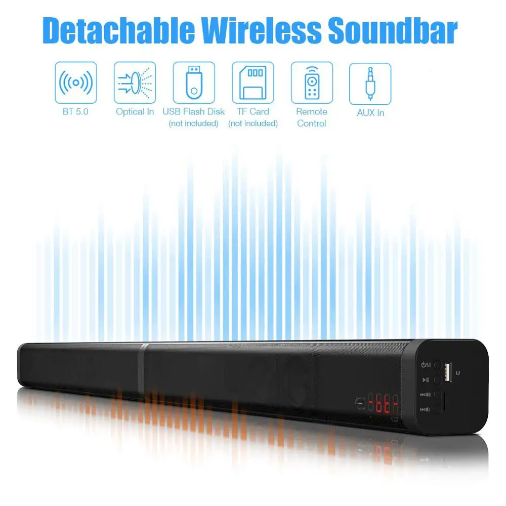 Samtronic amazon горячая Распродажа 2*20 Вт беспроводная звуковая панель с дистанционным управлением ТВ Bluetooth оптическим